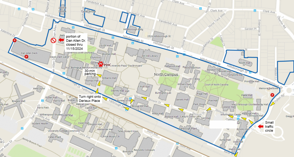 Map showing driving route to the PDIC from the east