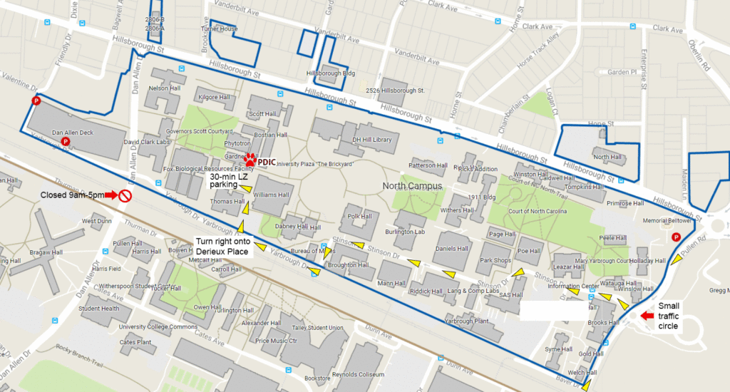 Map showing driving route to the PDIC from the east