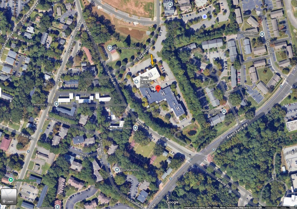 Satellite image of VRB showing location of PDIC with arrow